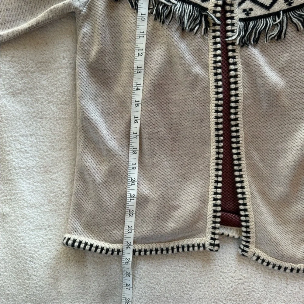 Anthropologie Aldomartins cardigan with Fringe detail- Cream and Black fringe - Picture 7 of 12